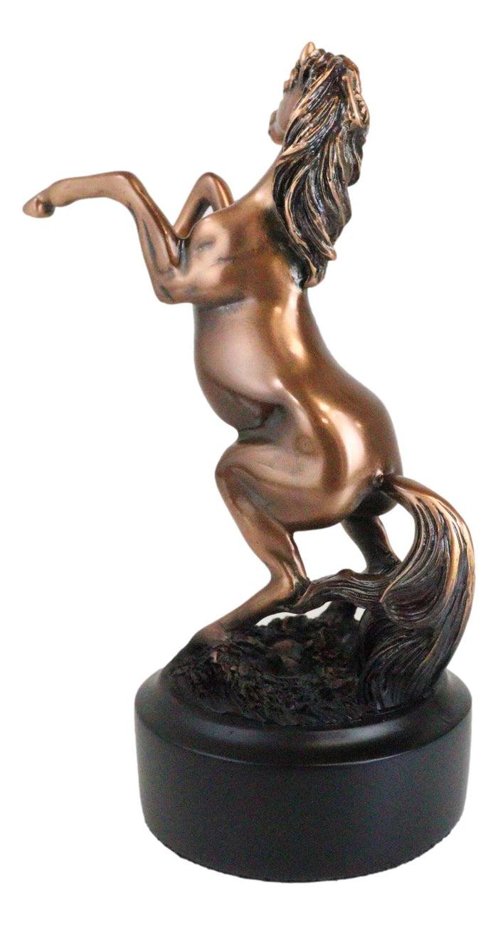 Western Black Beauty Prancing Horse Bronzed Resin Figurine With Base 6.75"Tall