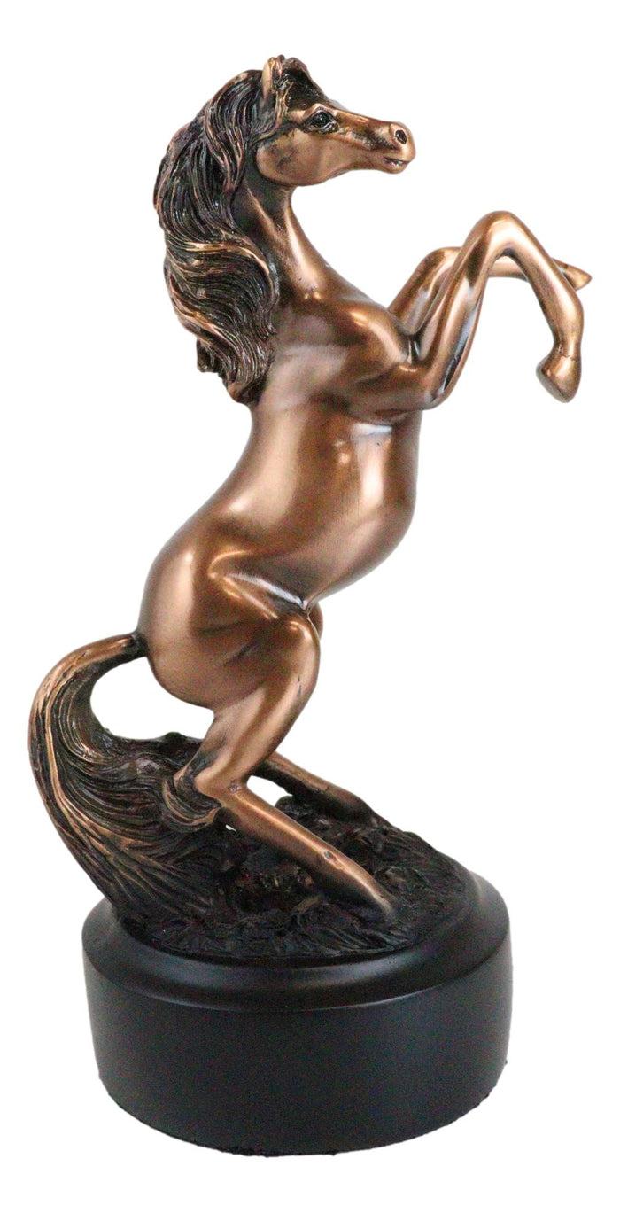 Western Black Beauty Prancing Horse Bronzed Resin Figurine With Base 6.75"Tall