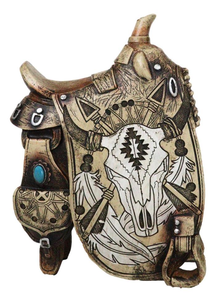 Western Country Cowboy Navajo Tribal Indian Cow Skull Horse Saddle Figurine Western Country Cowboy Navajo Tribal Indian Cow Skull Horse Saddle Figurine