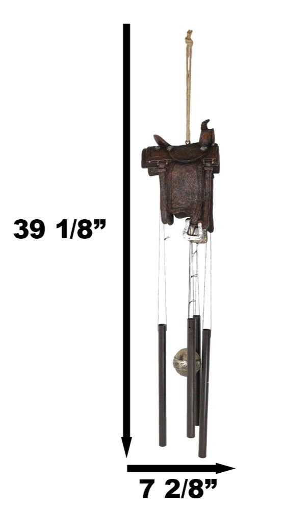 Western Country Cowboy Rustic Horse Saddle Decorative Wind Chime Garden Accent