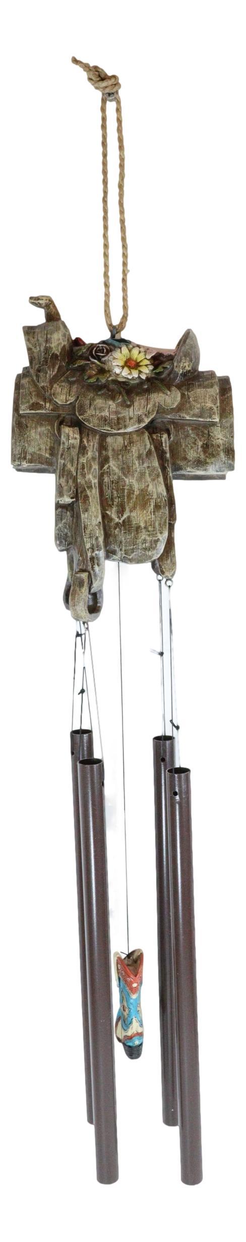 Western Country Rustic Floral Horse Saddle Cowboy Boot Decorative Wind Chime