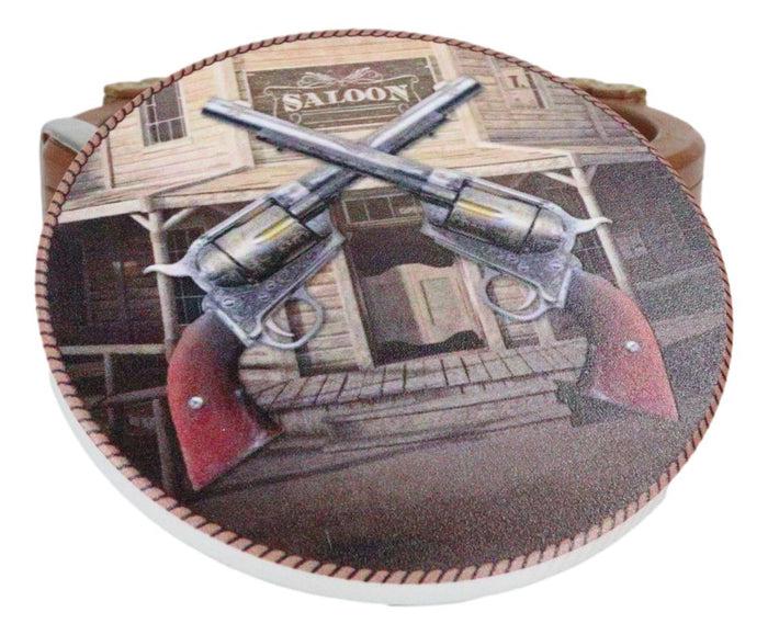 Western Cowboy Ammo Bullets Belt With Dual Crossed Revolver Guns Coaster Set