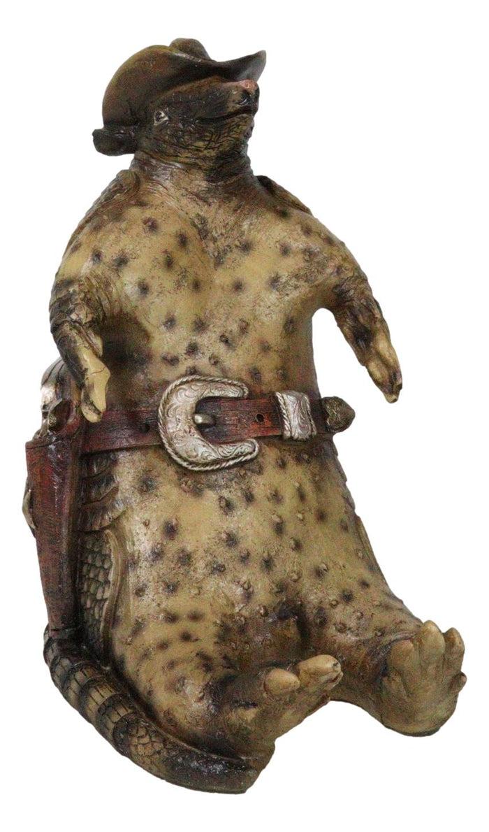 Western Cowboy Armadillo With Sheriff Gun Hat Badge Cell Phone Holder Figurine
