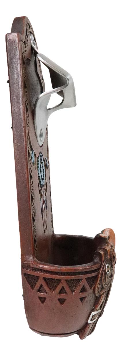 Western Cowboy Country Rustic Horse Saddle With Cow Skull Wall Bottle Opener