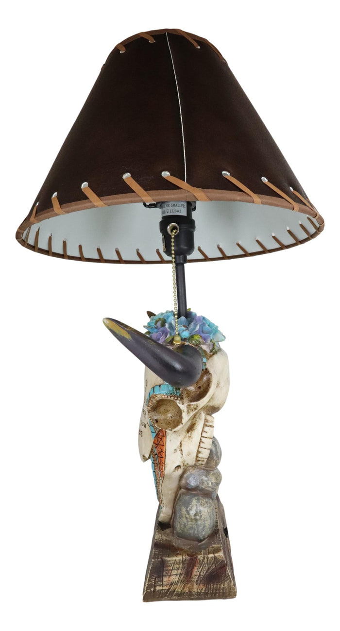 Western Cowboy Cow Skull With Floral Succulents Bible Verse Table Lamp Decor