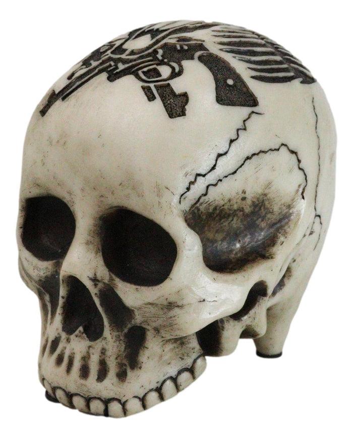 Western Cowboy Rodeo Skull Statue 6.75"Long Day Of The Dead Skull Figurine