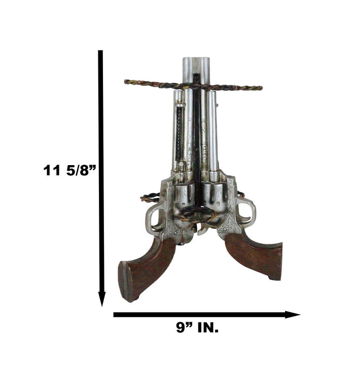 Western Cowboy Triple Six Shooter Gun Pistols Revolvers 3 Slots Wine Holder