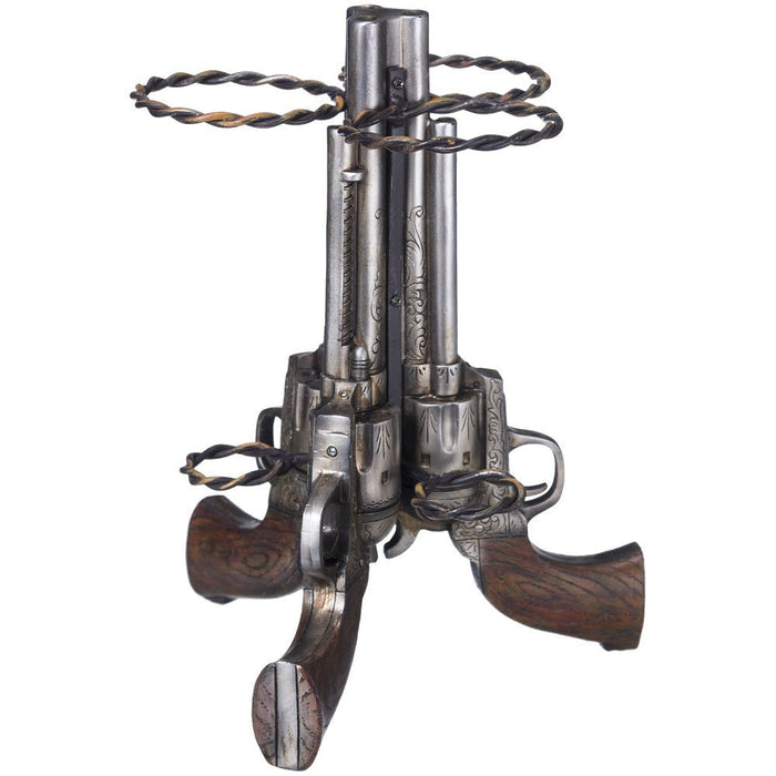 Western Cowboy Triple Six Shooter Gun Pistols Revolvers 3 Slots Wine Holder