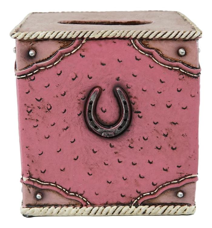 Western Cowgirl Boot With Horseshoe Fabulous Pink Tissue Box Cover Sculpture