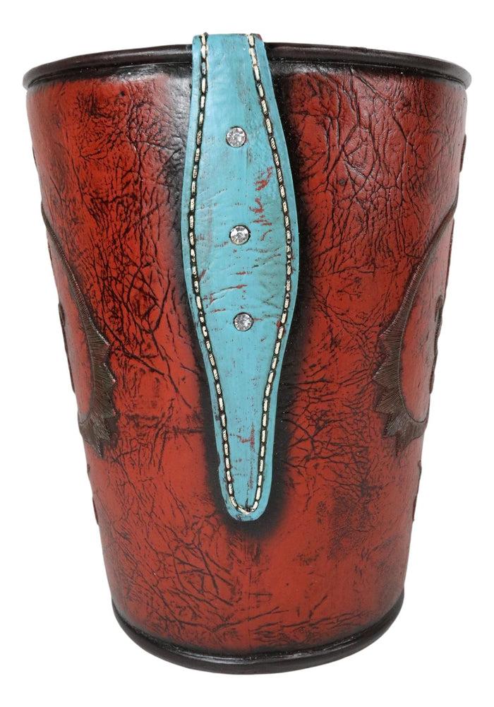 Western Cowgirl Red Valentines Love Heart Lace Scrollwork Waste Basket Trash Bin