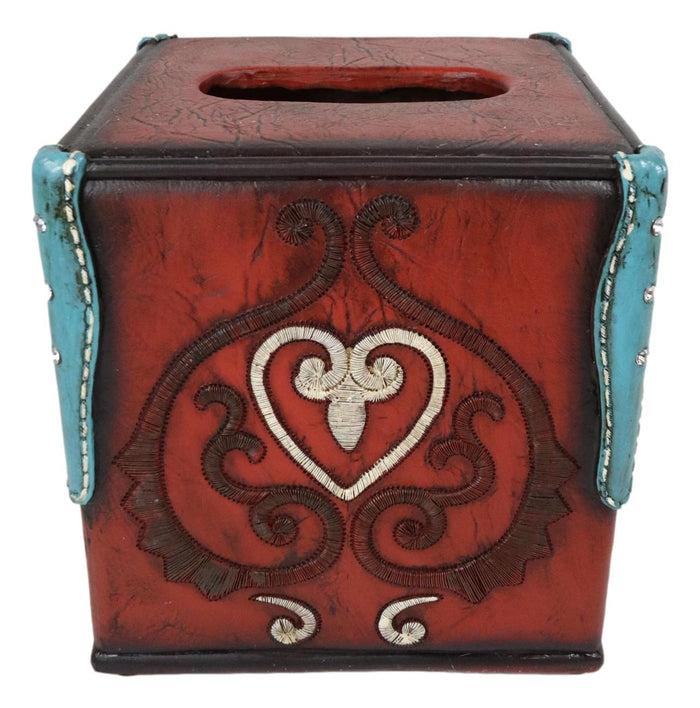 Western Cowgirl Red Valentines Love Heart Lace Scrollwork Tissue Box Cover Decor