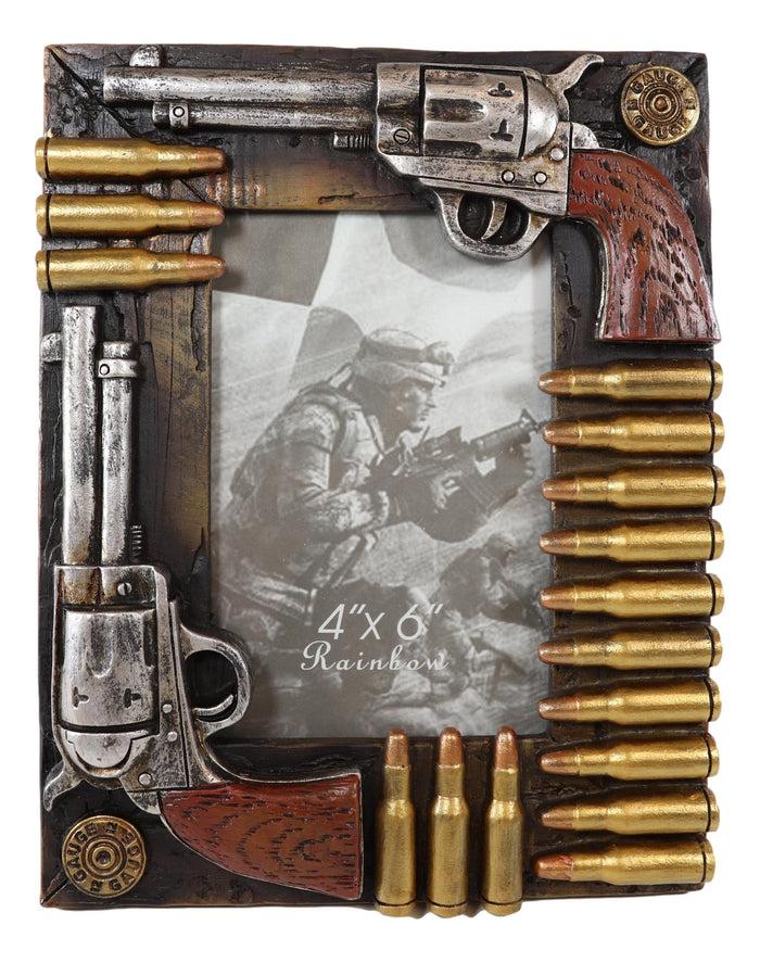Western Dual Pistol Revolver Guns With Bullet Shells 4"X6" Photo Picture Frame