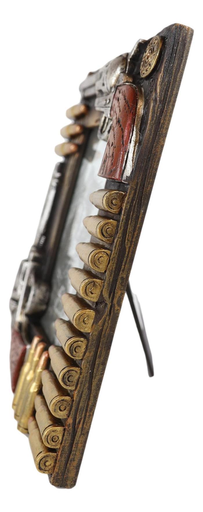 Western Dual Pistol Revolver Guns With Bullet Shells 4"X6" Photo Picture Frame