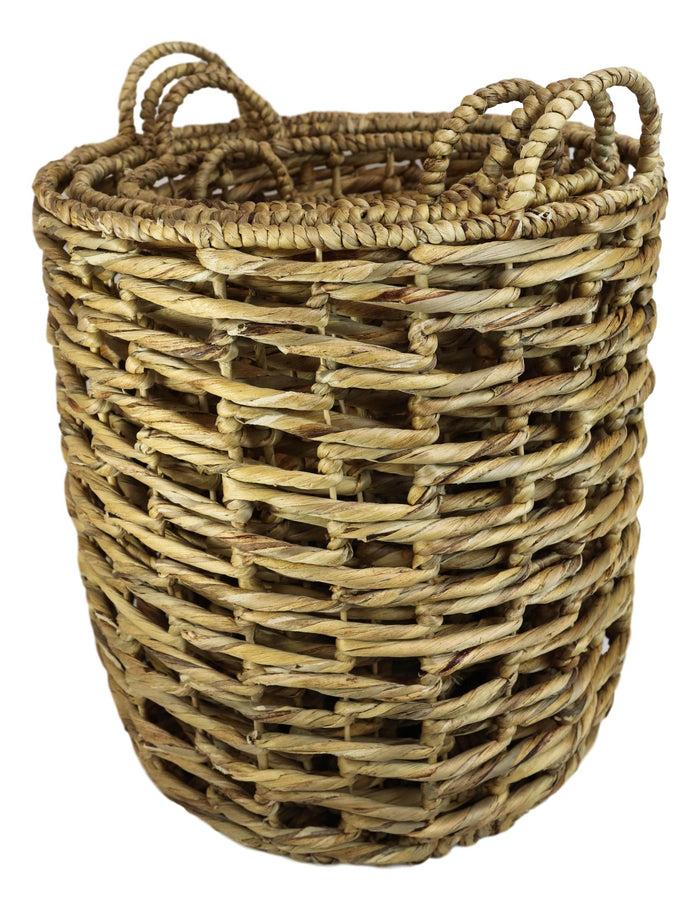 Western Farmhouse Stylish Hand Woven Nesting Storage Wicker Baskets Set Of 5