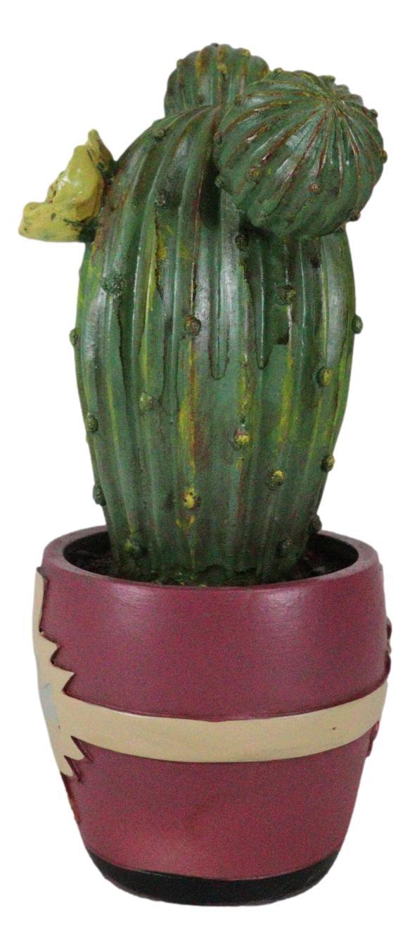Western Faux Yellow Flowering Cactus Succulent Plant In Navajo Vector Pot Decor