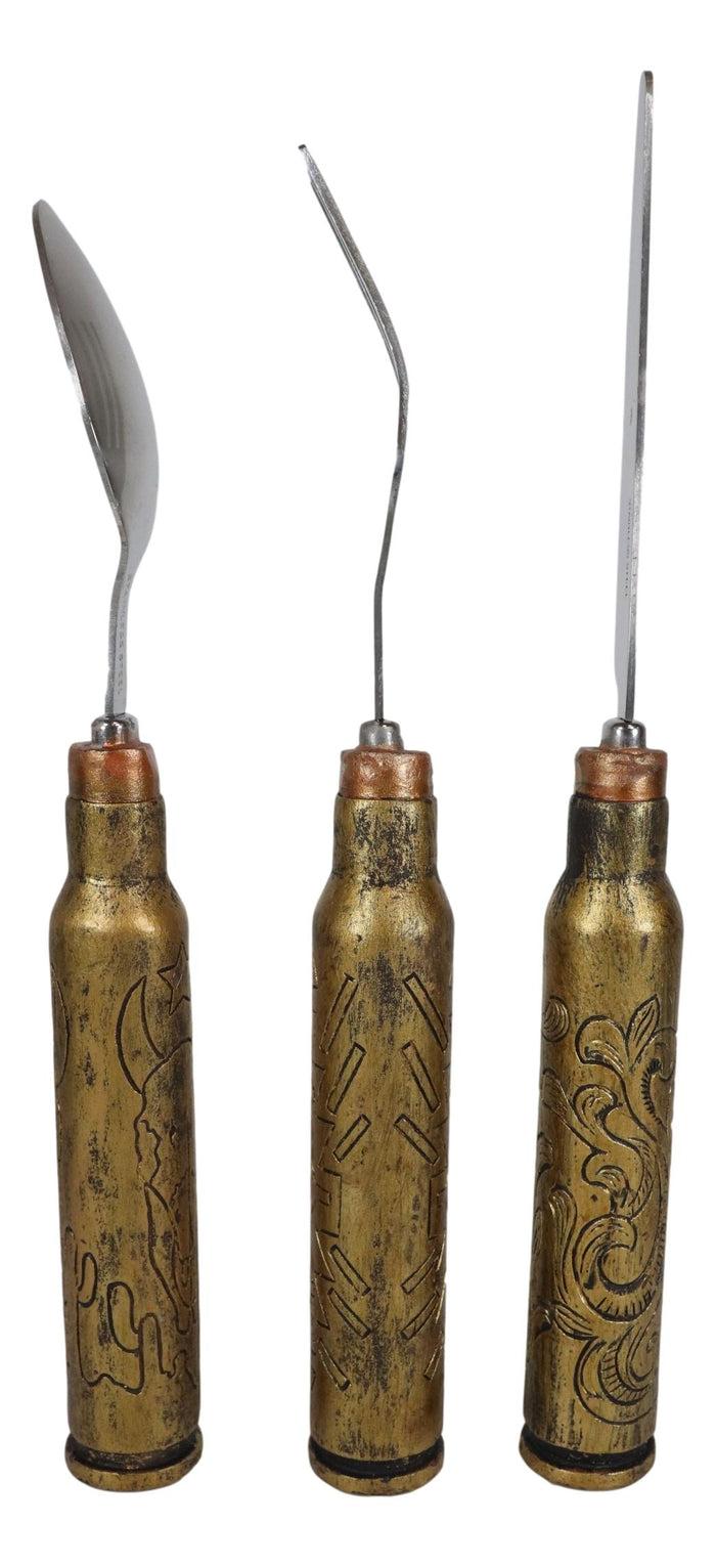 Western Hunter Rifle Ammo Bullet Shell Casing Flatware 1 Spoon Fork Knife Set