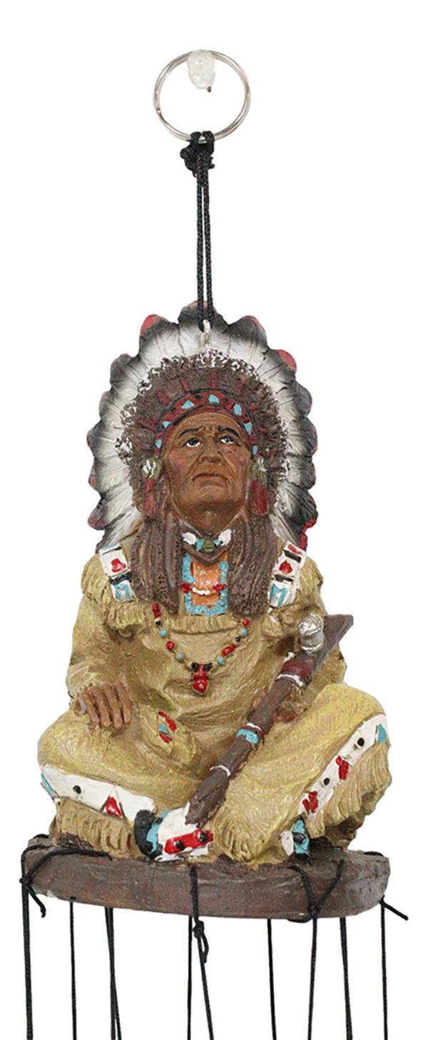 Western Indian Chief With Roach Headdress And Peace Pipe Decorative Wind Chime