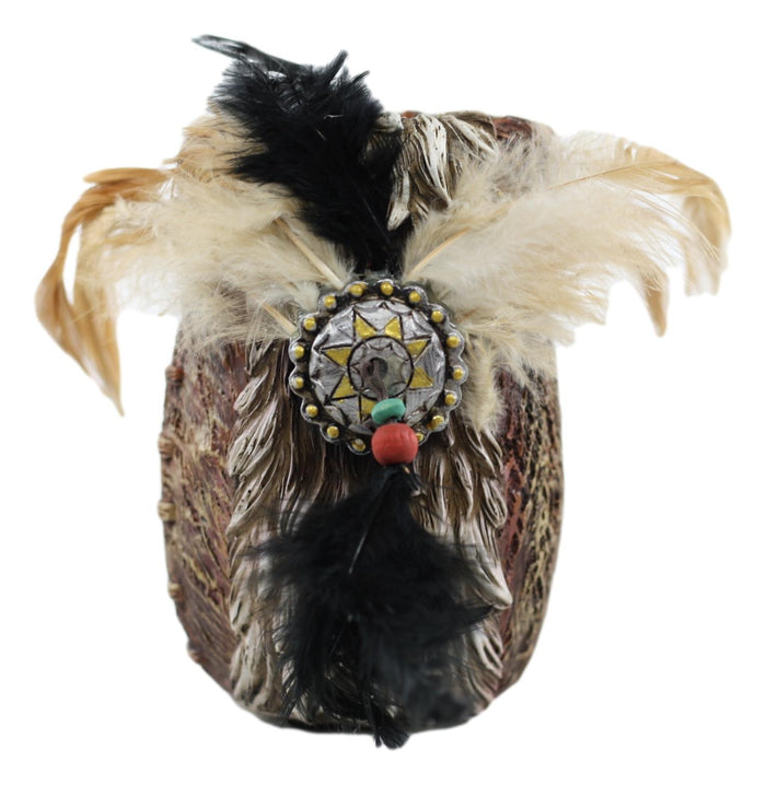 Western Indian Dreamcatcher Feathers Faux Rattan Straw Stationery Pen Holder
