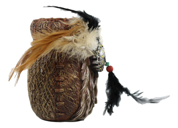 Western Indian Dreamcatcher Feathers Faux Rattan Straw Stationery Pen Holder