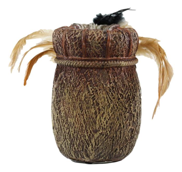 Western Indian Dreamcatcher Feathers Faux Rattan Straw Stationery Pen Holder