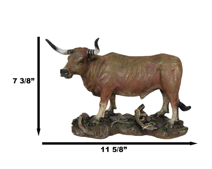 Western Lifelike North American Texas Longhorn Cattle Cow Steer Figurine 11.5"L