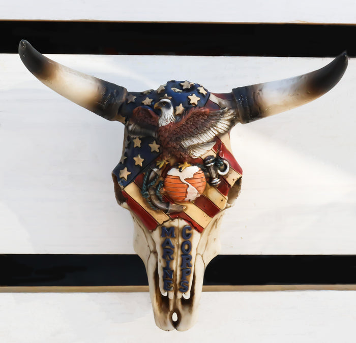 Western Marine Patriotic US Flag American Bald Eagle Cow Skull Wall Decor Western Marine Patriotic US Flag American Bald Eagle Cow Skull Wall Decor