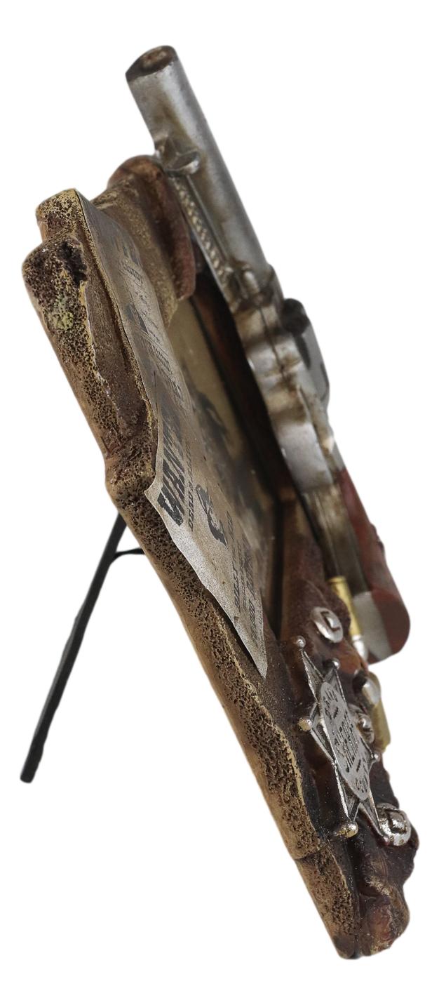 Western Outlaw Fugitive Wanted Sherriff Pistol Badge Bullets Photo Picture Frame