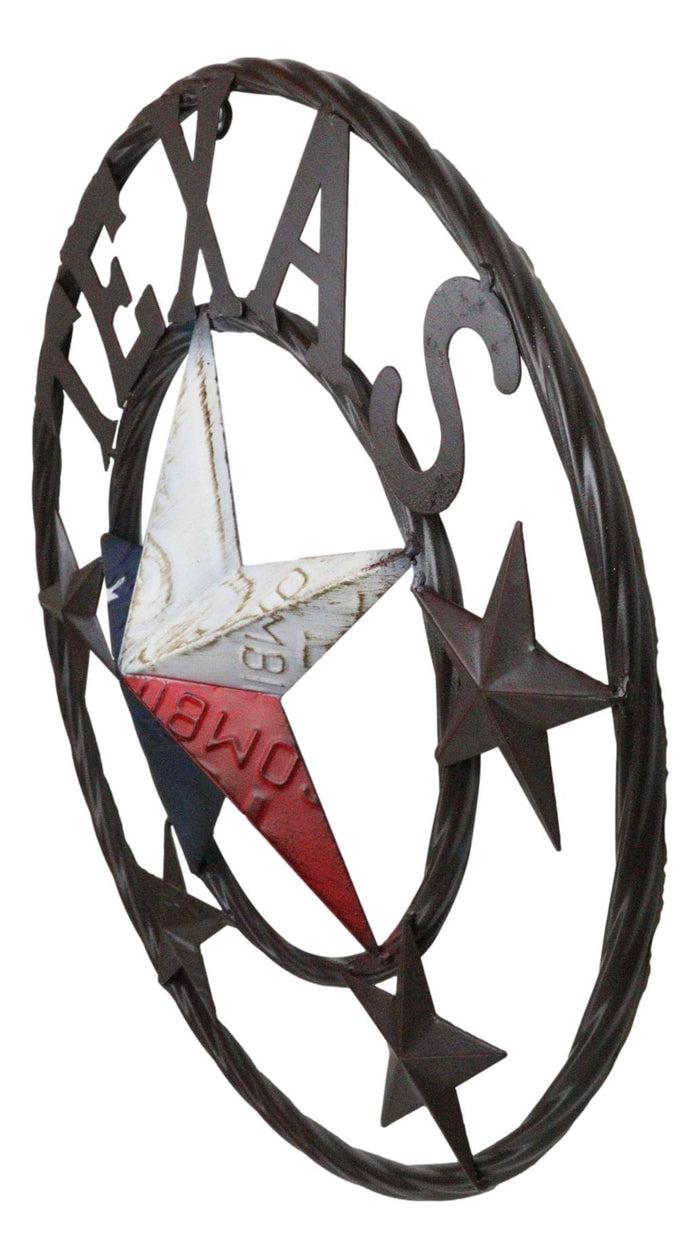 Western Patriotic Lone Star State Texas With Mini Stars Metal Wall Circle Sign