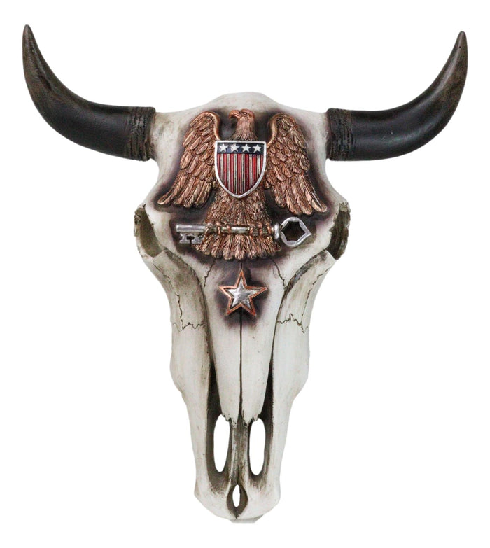 Western Patriotic USA Flag Army Branch Eagle Key Emblem Cow Skull Wall Decor Western Patriotic USA Flag Army Branch Eagle Key Emblem Cow Skull Wall Decor