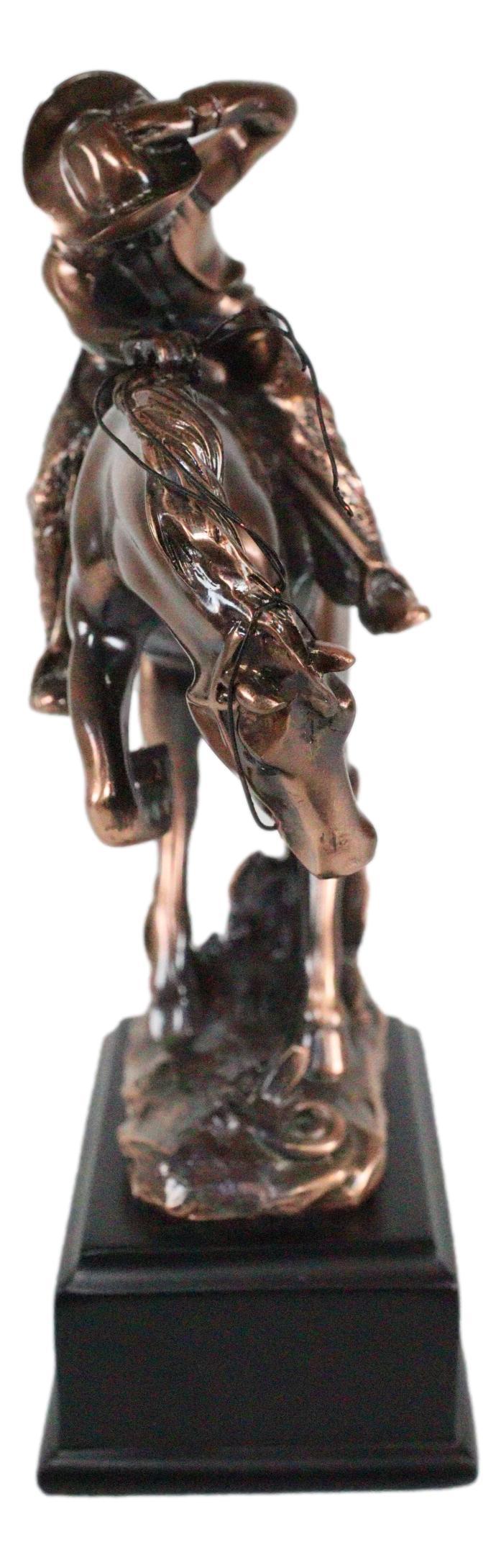 Western Rodeo Wild Cowboy With Bucking Horse Bronze Electroplated Figurine