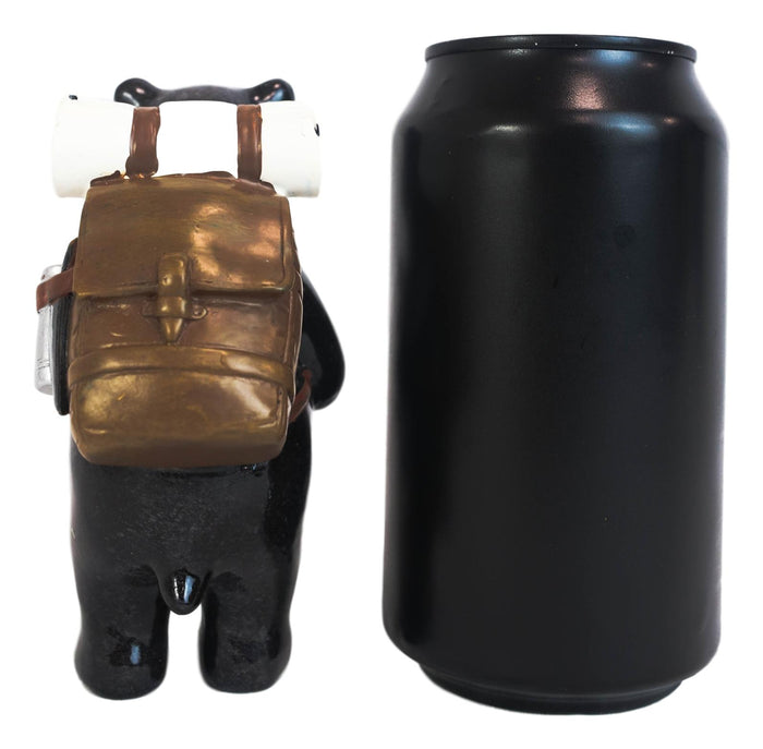 Western Rustic Backpacking Black Bear With Trekking Pole On A Hike Figurine