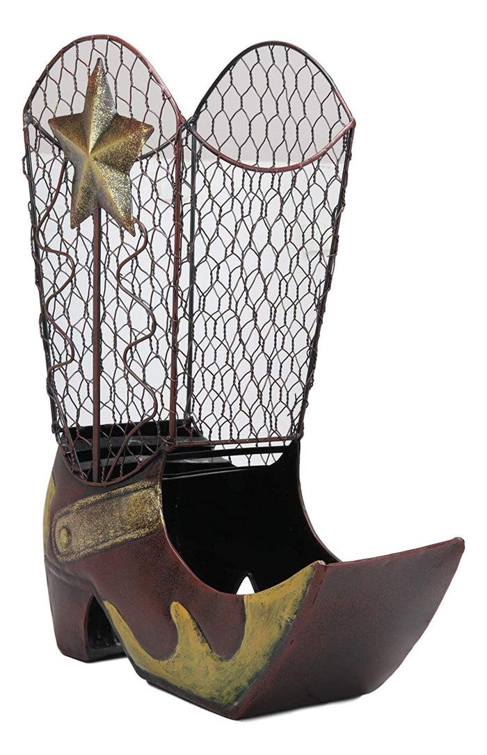 Western Rustic Cowboy Cowgirl Boot Texas Star Decorative Cork And Wine Holder