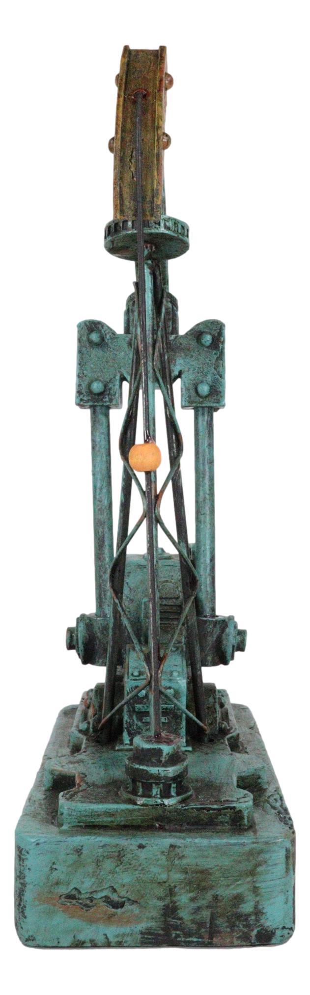 Western Rustic Green Vintage Nodding Donkey Pumpjack Oil Derrick Rig Figurine