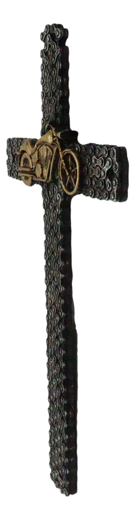 Western Rustic Motorcycle Chains Mechanic Biker Chopper Bike Wall Cross Decor