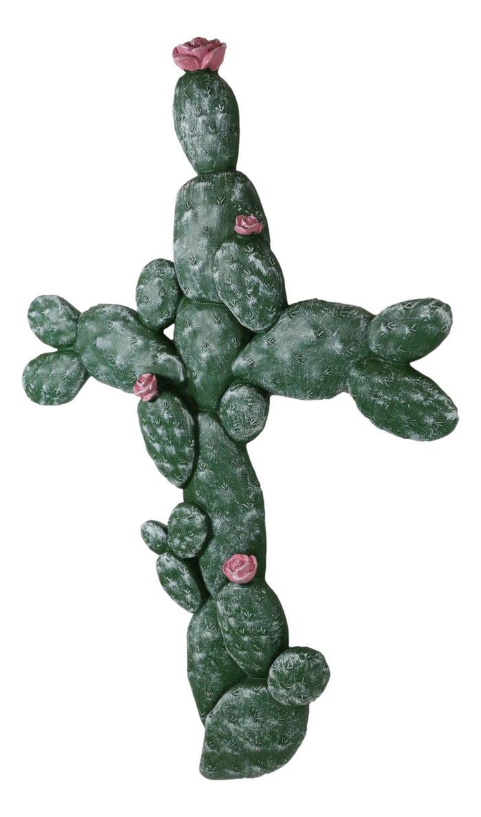 Western Southwest Flowering Saguaro Cactus Cacti Forest Wall Cross Decor Plaque