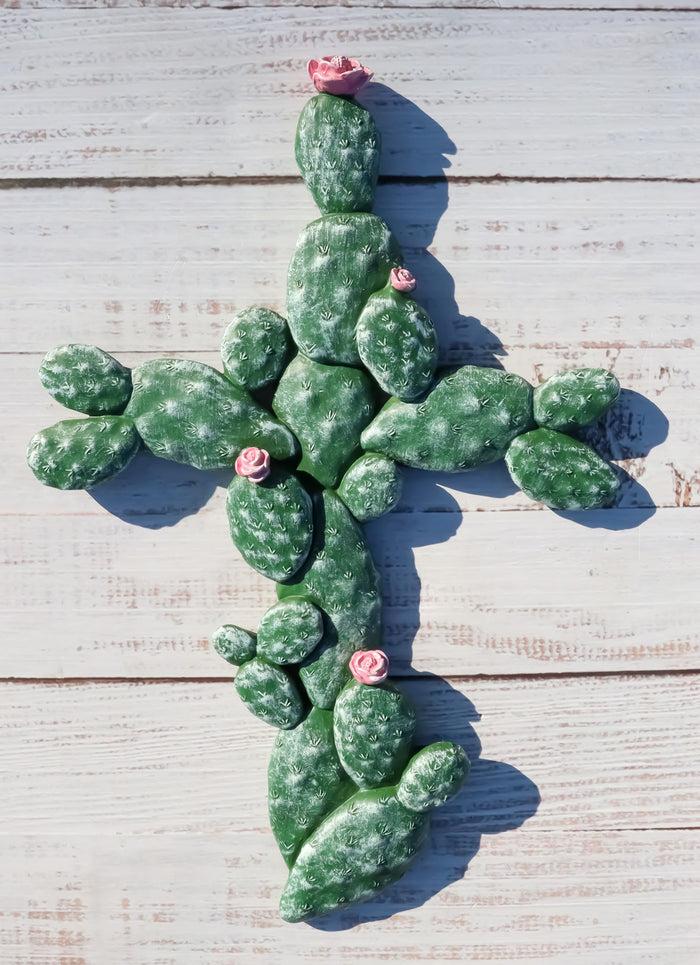 Western Southwest Flowering Saguaro Cactus Cacti Forest Wall Cross Decor Plaque