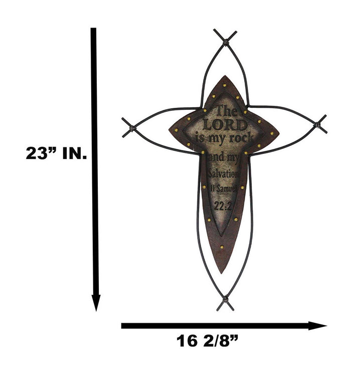 Western The Lord Is My Rock Ichthys Greek Fish Christ Metal Wire Wall Cross