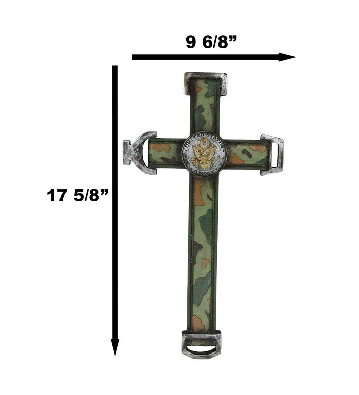 Western United States Army Military Eagle Medallion In Camo Green Wall Cross
