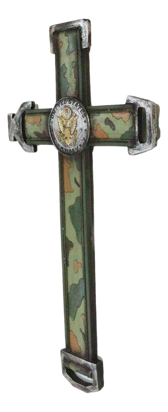 Western United States Army Military Eagle Medallion In Camo Green Wall Cross
