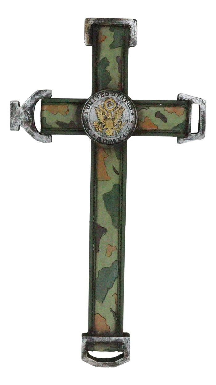 Western United States Army Military Eagle Medallion In Camo Green Wall Cross