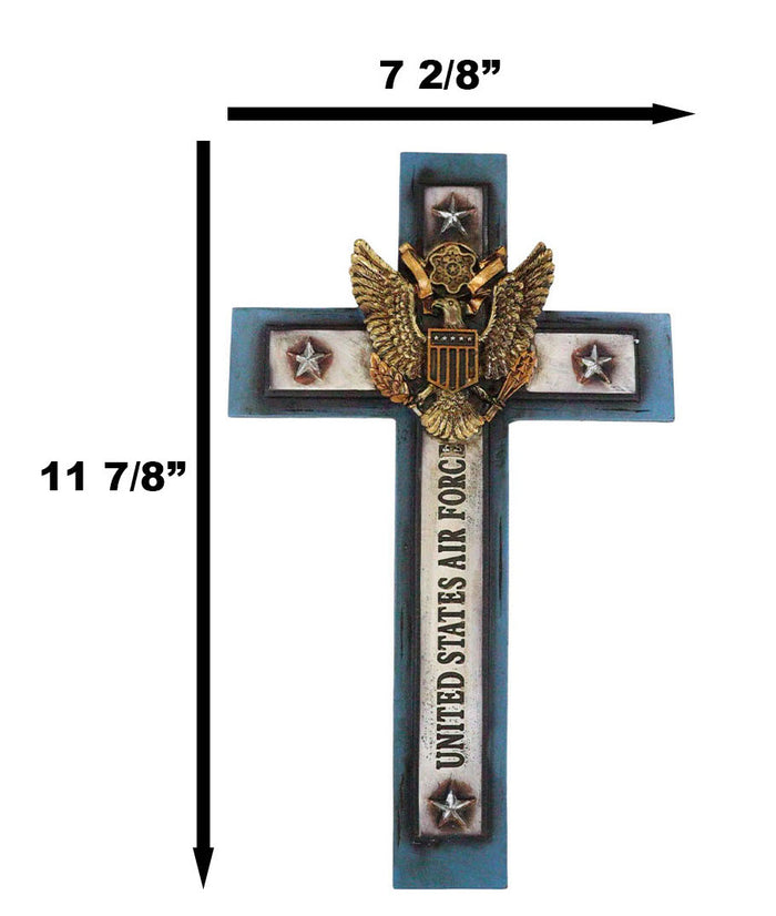 Western USA Air Force Patriotic Bald Eagle Emblem Blue Memorial Wall Cross