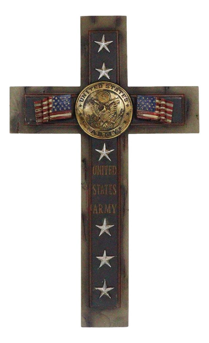 Western USA Military United States Army Medallion Flags And Stars Wall Cross