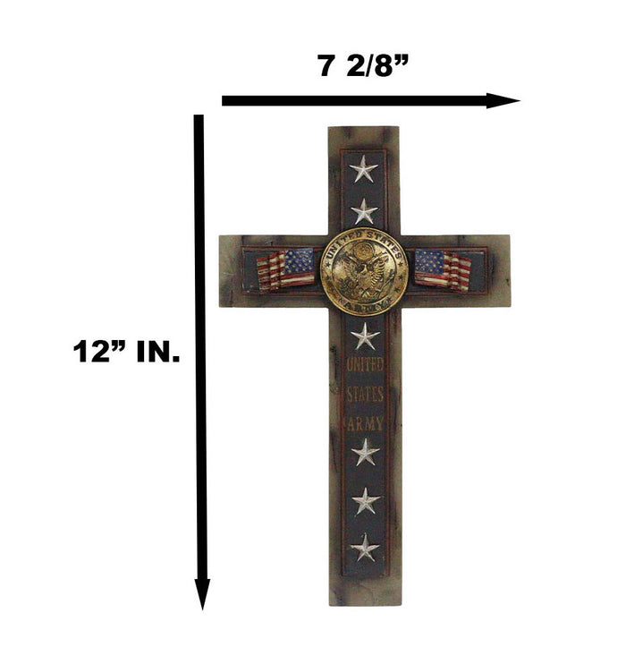 Western USA Military United States Army Medallion Flags And Stars Wall Cross