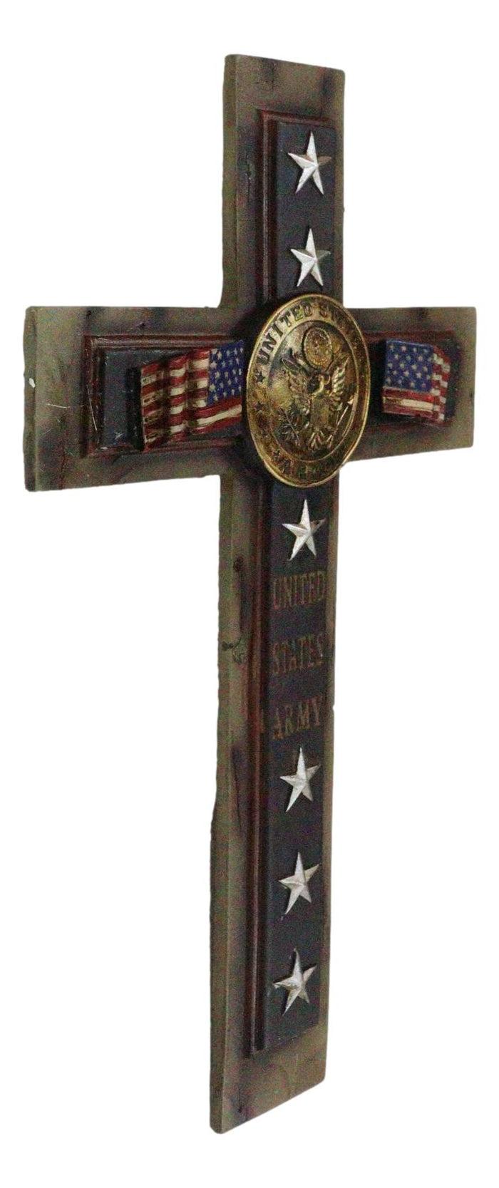 Western USA Military United States Army Medallion Flags And Stars Wall Cross