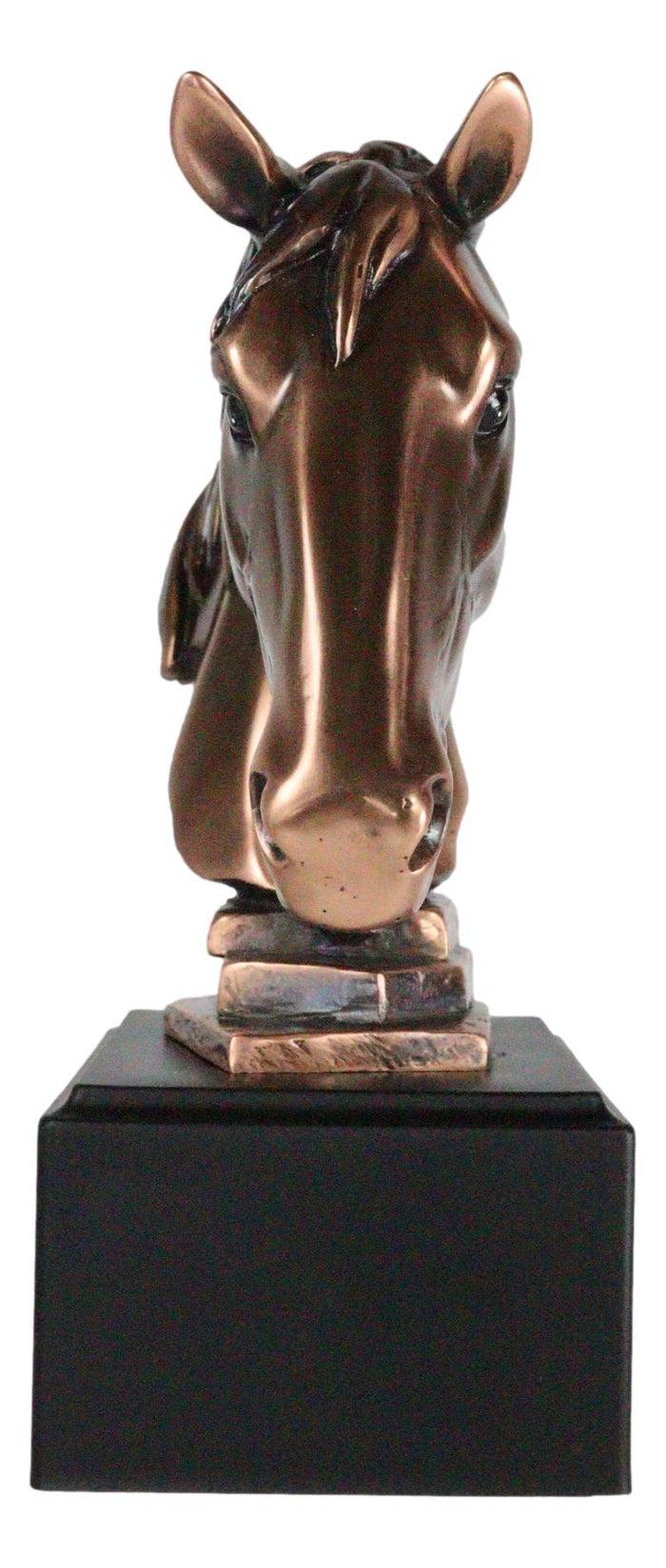 Western Wildlife Handsome Horse Stallion Head Bust Figurine With Trophy Base
