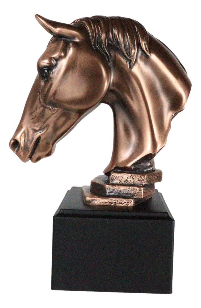 Western Wildlife Handsome Horse Stallion Head Bust Figurine With Trophy Base