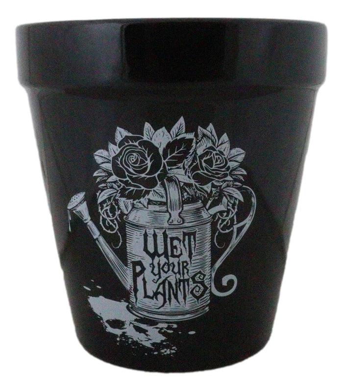 Wet Your Plants Skull Floral Watering Can Wicca Witch Flower Herbs Planter Pot