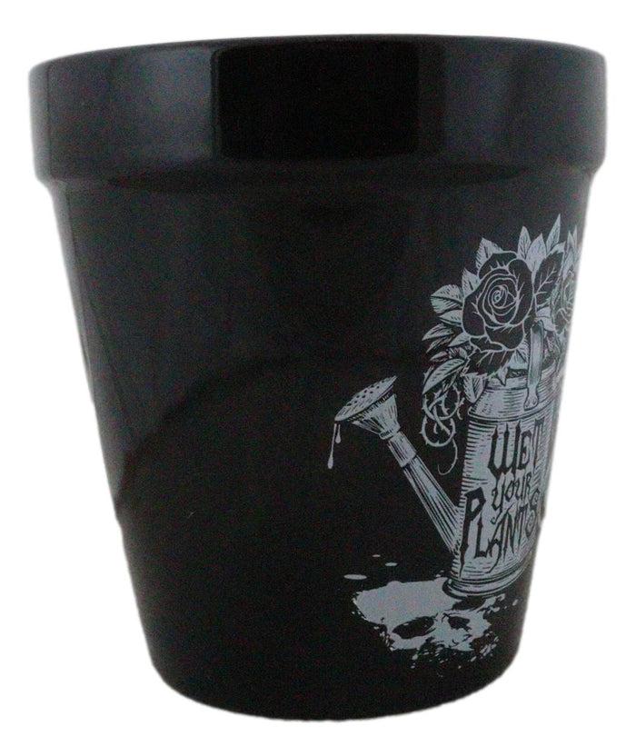 Wet Your Plants Skull Floral Watering Can Wicca Witch Flower Herbs Planter Pot