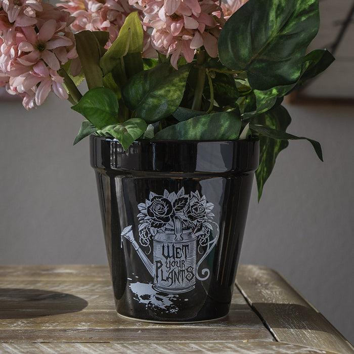 Wet Your Plants Skull Floral Watering Can Wicca Witch Flower Herbs Planter Pot