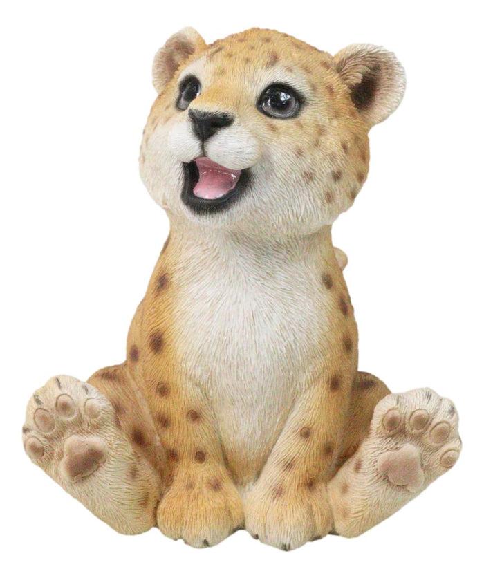 Whimsical Animal Kingdom Leopard Cub Seated With Big Smile Figurine Whimsical Animal Kingdom Leopard Cub Seated With Big Smile Figurine